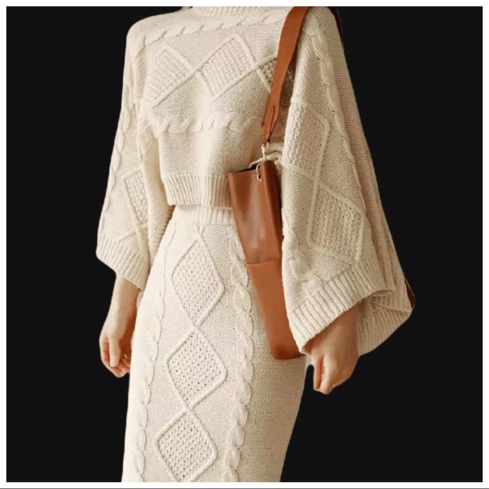 💜 The Cidney Knit Bat Wing 2 Piece Sweater Set - Picture 2 of 12